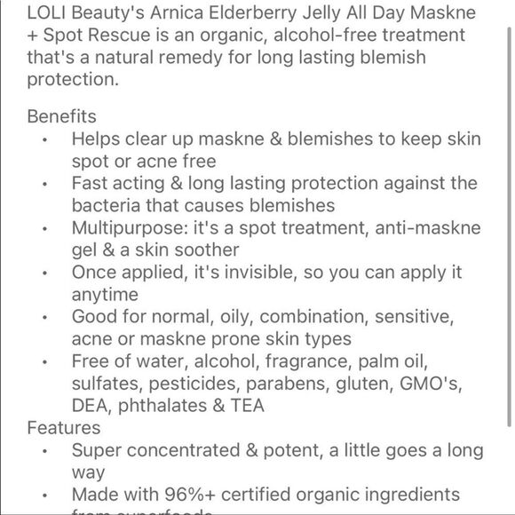 $12🌟  LOLI Beauty Arnica Elderberry Jelly All Day Maskne + Spot Rescue - Picture 3 of 7